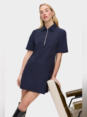 ALIGNE Yolanda Pleated Mini Dress Navy Size US 4